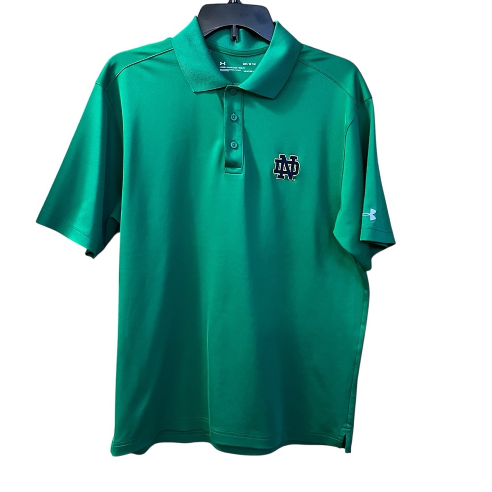 Under Armour Mens Notre Dame Loose Heat Gear Polo Shirt Sz medium m Green